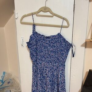 Madewell Red, White, and Blue Floral Tie Dress